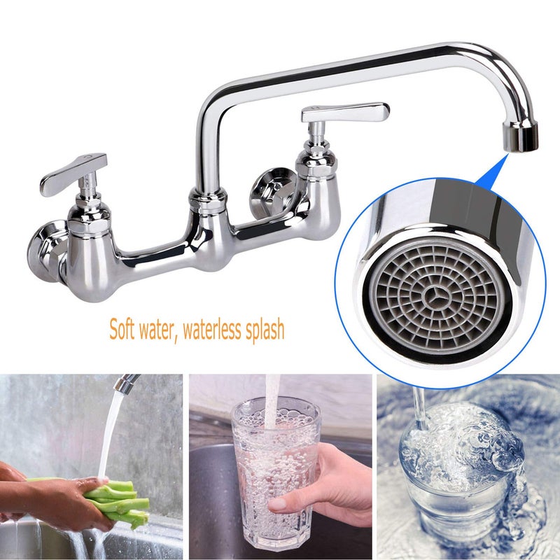 KWODE 8â€ Swivel Swing Nozzle Spout Replacement Kit for All Brand Commercial Kitchen Sink Faucet with M25*1.25mm Connector Size and 2.2 GPM Aerator, 360Â°Stainless Steel Add-on Spout Chrome Finish - Image 3